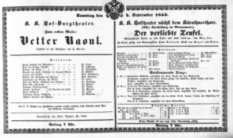 Theaterzettel (Oper und Burgtheater in Wien) 18520904 Seite: 1