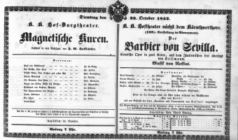 Theaterzettel (Oper und Burgtheater in Wien) 18521026 Seite: 1