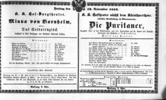 Theaterzettel (Oper und Burgtheater in Wien) 18521119 Seite: 1