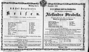 Theaterzettel (Oper und Burgtheater in Wien) 18521206 Seite: 1