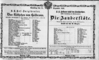 Theaterzettel (Oper und Burgtheater in Wien) 18521211 Seite: 1