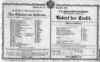 Theaterzettel (Oper und Burgtheater in Wien) 18521212 Seite: 1