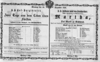 Theaterzettel (Oper und Burgtheater in Wien) 18521213 Seite: 1