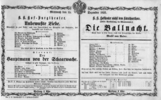 Theaterzettel (Oper und Burgtheater in Wien) 18521215 Seite: 1