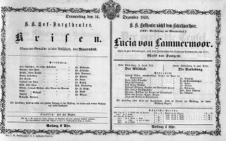Theaterzettel (Oper und Burgtheater in Wien) 18521216 Seite: 1