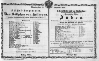 Theaterzettel (Oper und Burgtheater in Wien) 18521219 Seite: 1