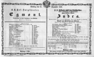 Theaterzettel (Oper und Burgtheater in Wien) 18521221 Seite: 1