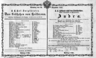 Theaterzettel (Oper und Burgtheater in Wien) 18521226 Seite: 1