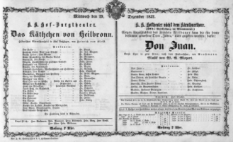 Theaterzettel (Oper und Burgtheater in Wien) 18521229 Seite: 1