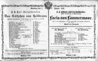 Theaterzettel (Oper und Burgtheater in Wien) 18530101 Seite: 1