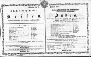 Theaterzettel (Oper und Burgtheater in Wien) 18530102 Seite: 1