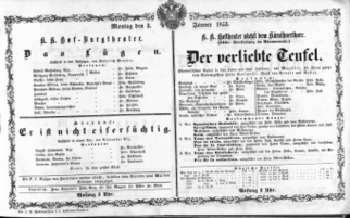 Theaterzettel (Oper und Burgtheater in Wien) 18530103 Seite: 1