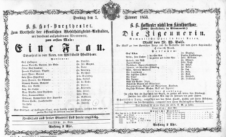 Theaterzettel (Oper und Burgtheater in Wien) 18530107 Seite: 1
