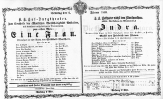 Theaterzettel (Oper und Burgtheater in Wien) 18530109 Seite: 1