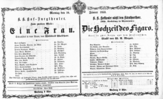 Theaterzettel (Oper und Burgtheater in Wien) 18530110 Seite: 1