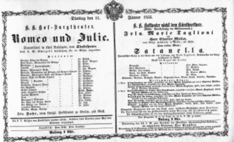 Theaterzettel (Oper und Burgtheater in Wien) 18530111 Seite: 1