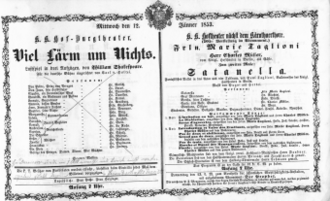 Theaterzettel (Oper und Burgtheater in Wien) 18530112 Seite: 1