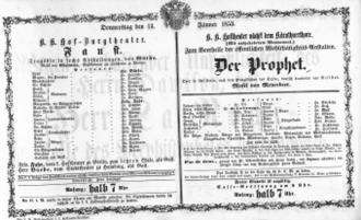 Theaterzettel (Oper und Burgtheater in Wien) 18530113 Seite: 1