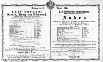 Theaterzettel (Oper und Burgtheater in Wien) 18530116 Seite: 1