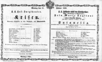 Theaterzettel (Oper und Burgtheater in Wien) 18530117 Seite: 1