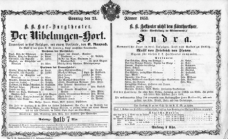 Theaterzettel (Oper und Burgtheater in Wien) 18530123 Seite: 1