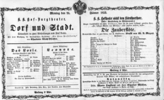 Theaterzettel (Oper und Burgtheater in Wien) 18530124 Seite: 1