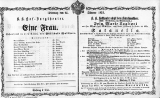Theaterzettel (Oper und Burgtheater in Wien) 18530125 Seite: 1