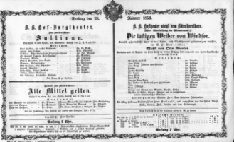 Theaterzettel (Oper und Burgtheater in Wien) 18530128 Seite: 1
