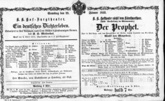 Theaterzettel (Oper und Burgtheater in Wien) 18530129 Seite: 1