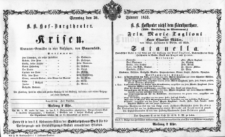 Theaterzettel (Oper und Burgtheater in Wien) 18530130 Seite: 1