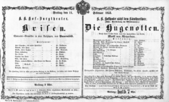 Theaterzettel (Oper und Burgtheater in Wien) 18530211 Seite: 1
