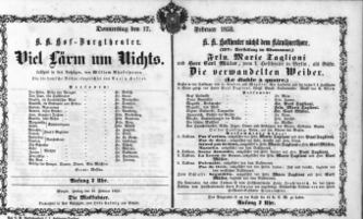 Theaterzettel (Oper und Burgtheater in Wien) 18530217 Seite: 1