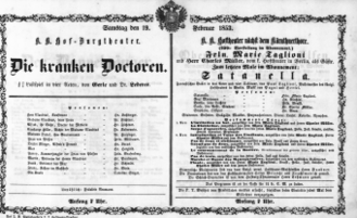Theaterzettel (Oper und Burgtheater in Wien) 18530219 Seite: 1