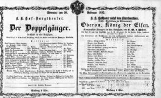 Theaterzettel (Oper und Burgtheater in Wien) 18530220 Seite: 1