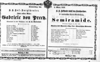 Theaterzettel (Oper und Burgtheater in Wien) 18530303 Seite: 1
