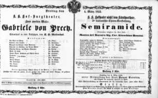 Theaterzettel (Oper und Burgtheater in Wien) 18530304 Seite: 1