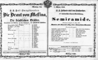 Theaterzettel (Oper und Burgtheater in Wien) 18530307 Seite: 1
