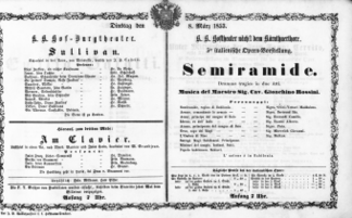 Theaterzettel (Oper und Burgtheater in Wien) 18530308 Seite: 1
