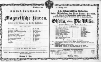 Theaterzettel (Oper und Burgtheater in Wien) 18530315 Seite: 1