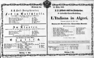 Theaterzettel (Oper und Burgtheater in Wien) 18530316 Seite: 1