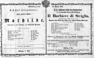 Theaterzettel (Oper und Burgtheater in Wien) 18530319 Seite: 1