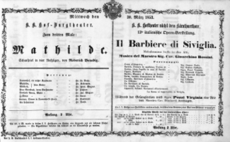 Theaterzettel (Oper und Burgtheater in Wien) 18530330 Seite: 1