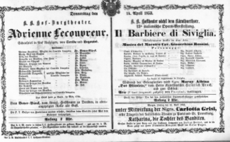 Theaterzettel (Oper und Burgtheater in Wien) 18530414 Seite: 1