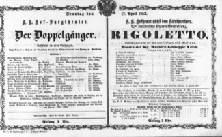Theaterzettel (Oper und Burgtheater in Wien) 18530417 Seite: 1