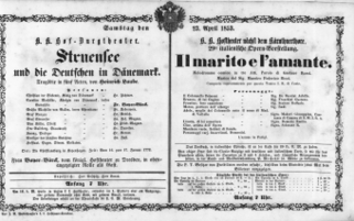 Theaterzettel (Oper und Burgtheater in Wien) 18530423 Seite: 1
