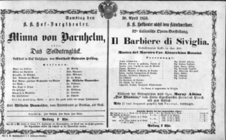 Theaterzettel (Oper und Burgtheater in Wien) 18530430 Seite: 1