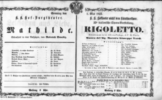Theaterzettel (Oper und Burgtheater in Wien) 18530501 Seite: 1