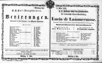 Theaterzettel (Oper und Burgtheater in Wien) 18530509 Seite: 1