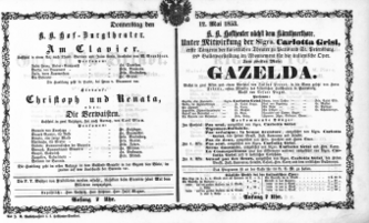 Theaterzettel (Oper und Burgtheater in Wien) 18530512 Seite: 1