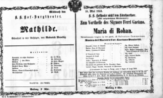 Theaterzettel (Oper und Burgtheater in Wien) 18530518 Seite: 1